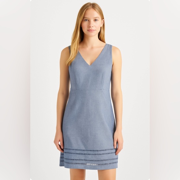 Tommy Hilfiger Blue Chambray V-Neck Dress Size 10 - Picture 1 of 11